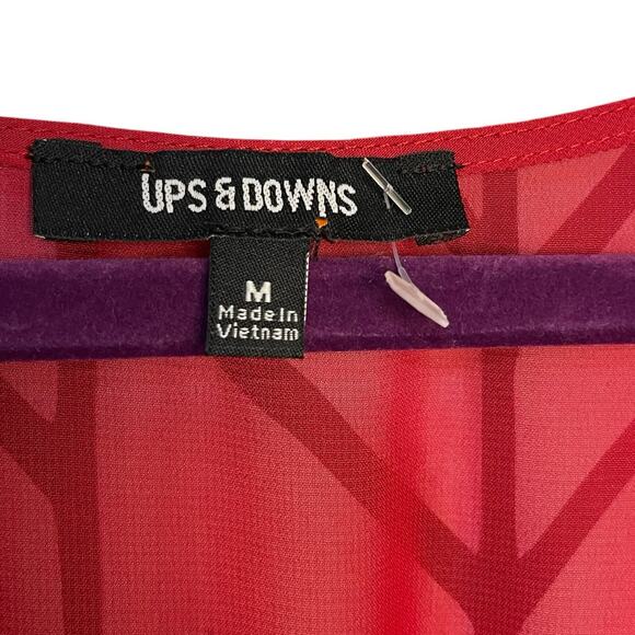 UPS & DOWNS Maxi Dress Womens Medium Red Semi Sheer Valentines Holiday Belt NWOT - Picture 13 of 14